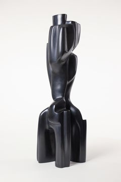 Sonda di Antoine Vidal - scultura verticale in bronzo, patina scura