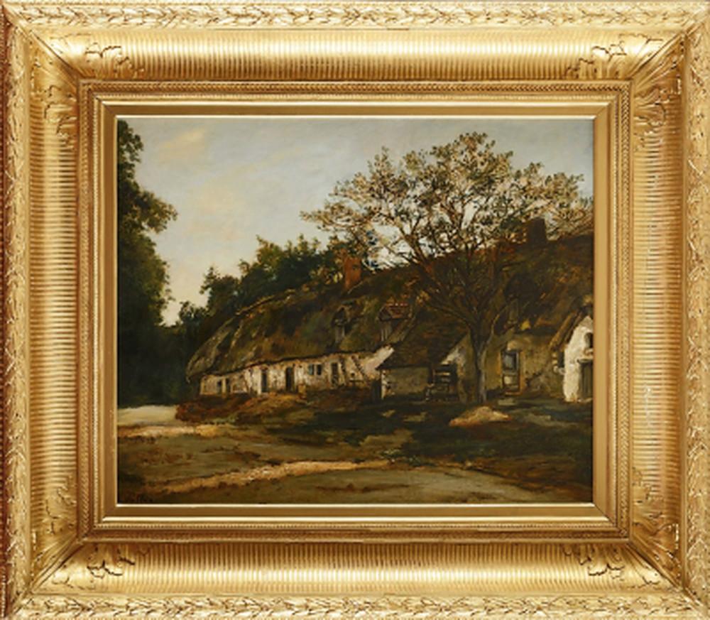 Landscape Painting Antoine Vollon -  Chaumière aux arbres 