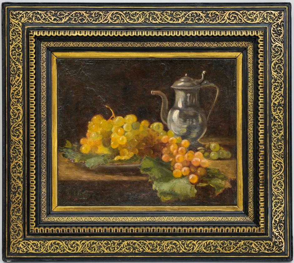 This still life with grapes and brocades evokes intense emotions. The perfect execution is combined with an undeniable feeling of warmth. Antoine Vollon (1833-1900) manages to give life to still lifes as few other painters have done. The warm