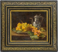 Still life with grapes, original oil painting, Antoine Vollon (1833-1900)