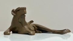 Mother with child- 21st century Bronze sculpture of a lioness and a cub