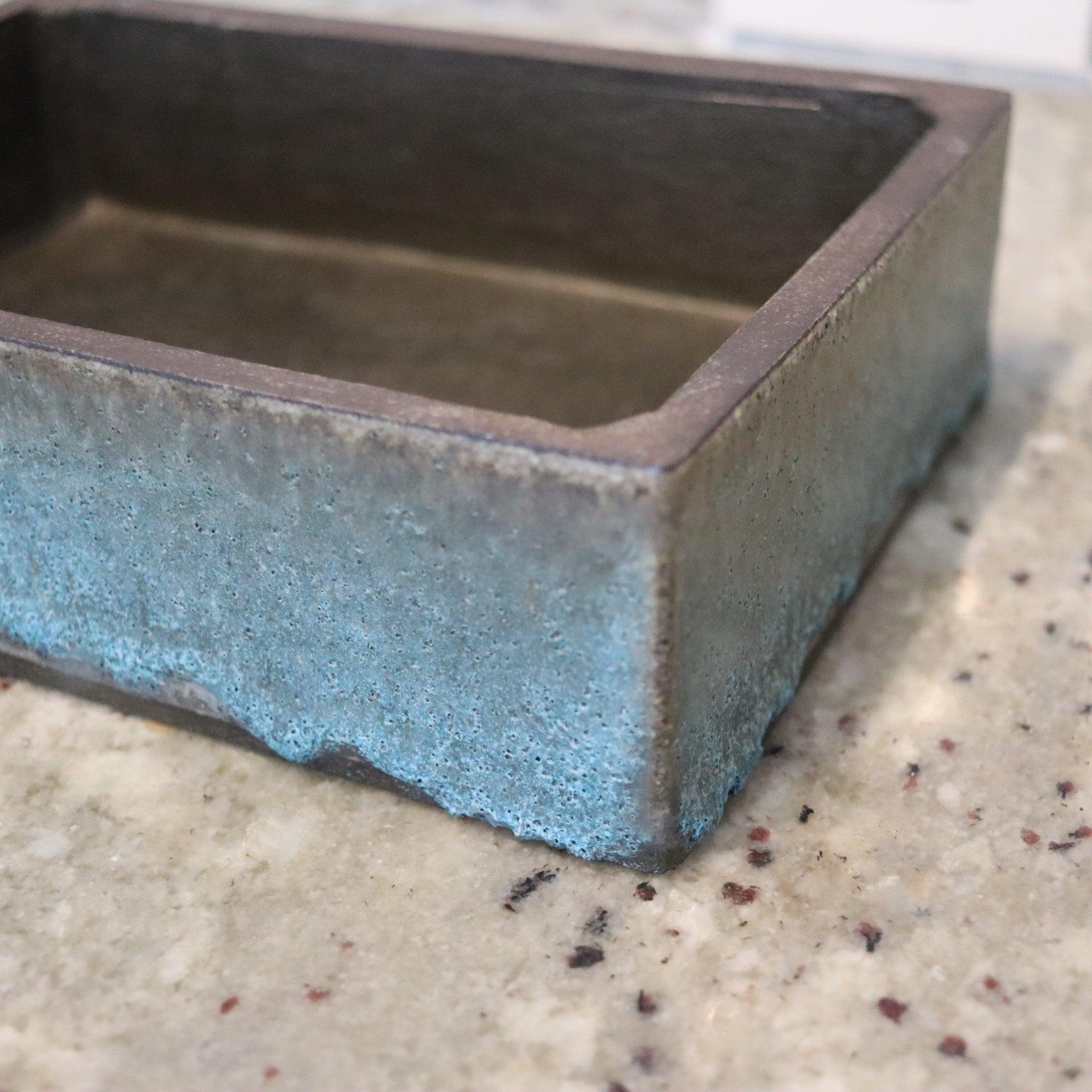 ANTOINETTE FARAGALLAH Decorative Sculptural Large Turquoise Pottery Lidded Box For Sale 1