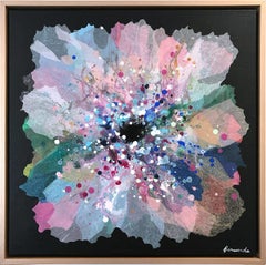 "Azalea" Contemporary Layered Mixed Media Floral Painting on Canvas