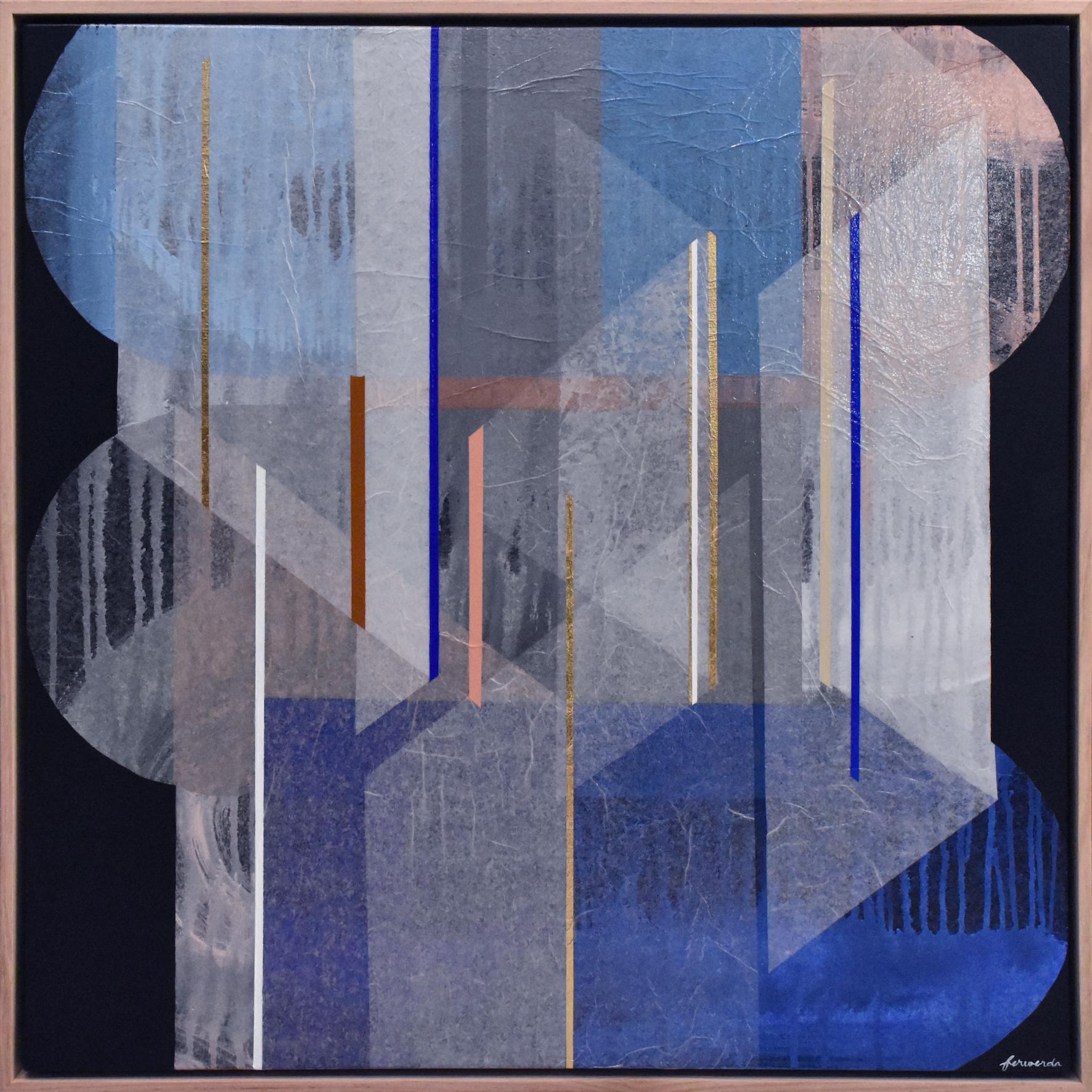 Azurite Gossamer Original Abstract Painting, Mixed Media, 80x80cm, Signed