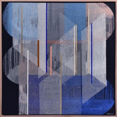 Azurite Gossamer Original Abstract Painting, Mixed Media, 80x80cm, Signed