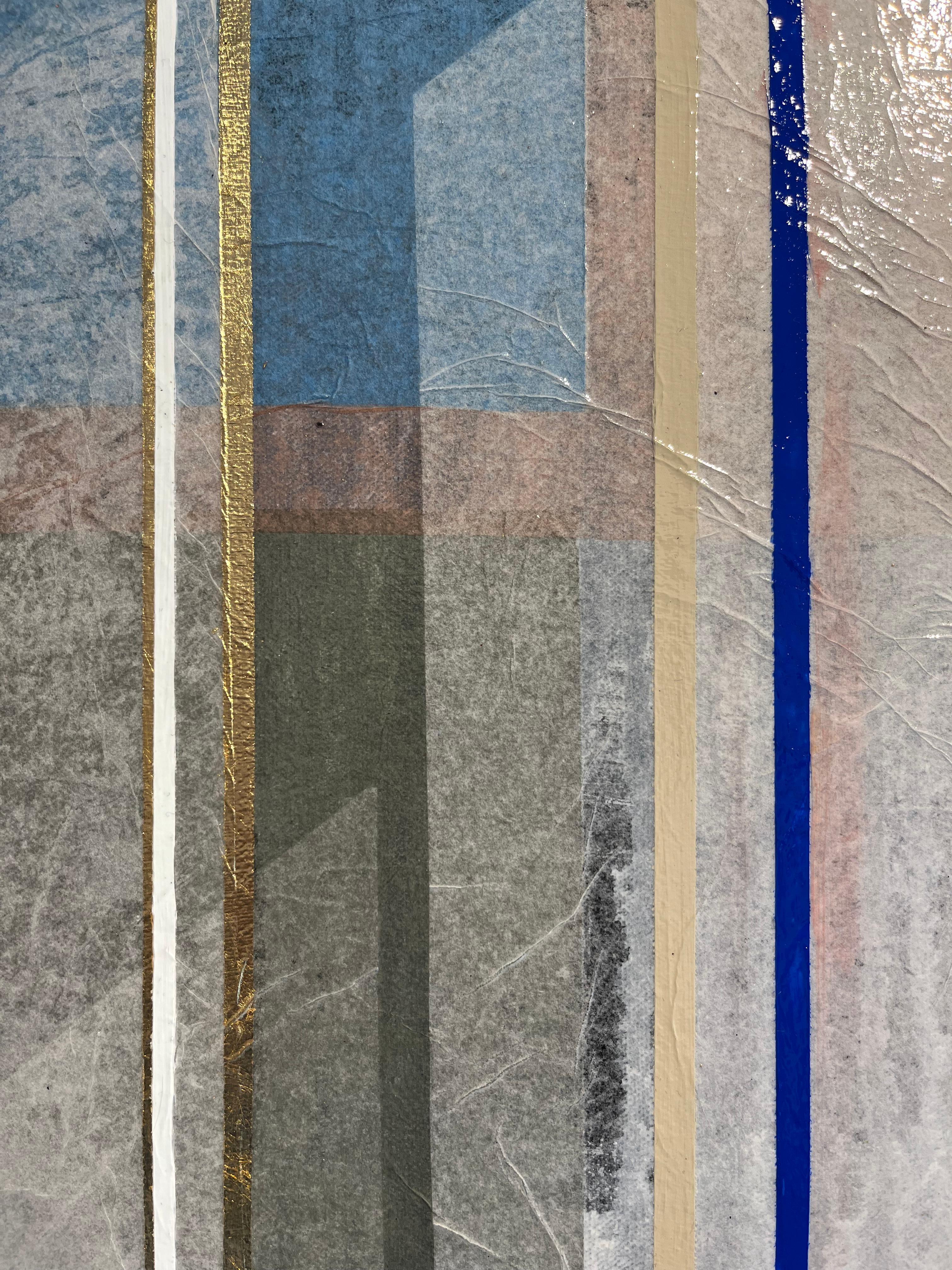 Azurit Gossamer-originales modernes abstraktes Ölgemälde- zeitgenössisches Kunstwerk (Gold), Abstract Painting, von Antoinette Ferwerda