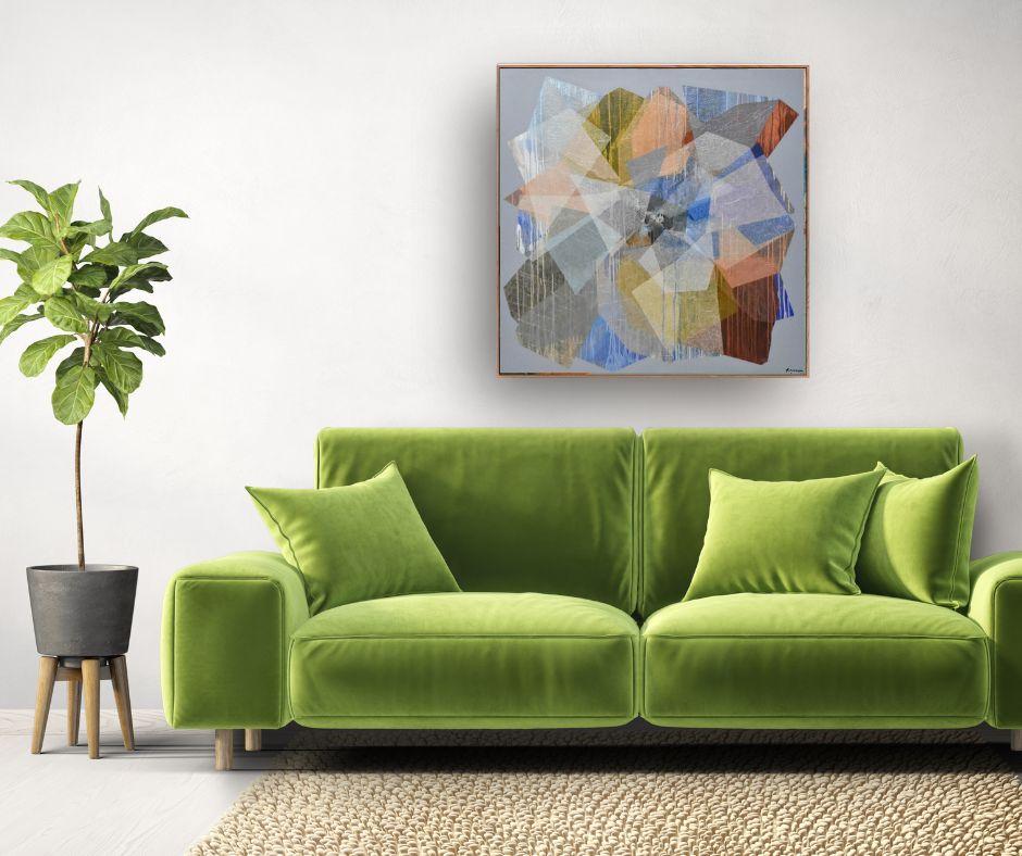 Copper Quasar-original modern geometrical abstract painting-contemporary Art - Painting by Antoinette Ferwerda