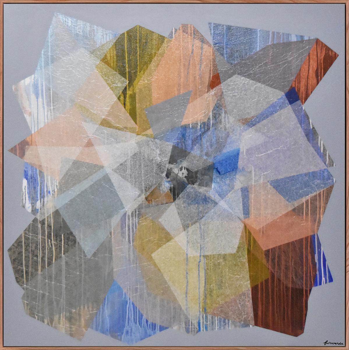 Antoinette Ferwerda Abstract Painting - Copper Quasar-original modern geometrical abstract painting-contemporary Art