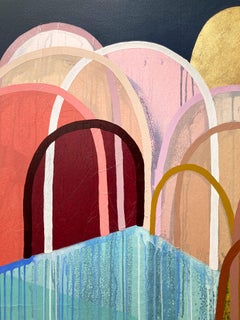 "Curl Curl Beach Hills" Colorful Contemporary Mixed Media Painting on Canvas