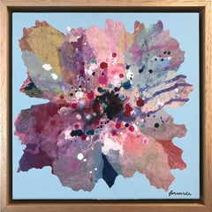 "Geranium" Contemporary Layered Mixed Media Floral Painting on Canvas