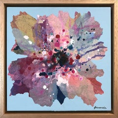 "Geranium" Contemporary Layered Mixed Media Floral Painting on Canvas