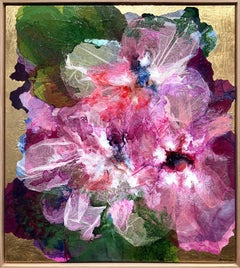 "Morning Champaign Poppies" Contemporary Mixed Media Floral Painting on Canvas