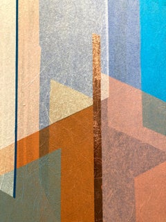 « Ocean Agate Gossamer » - Peinture contemporaine colorée en techniques mixtes sur toile