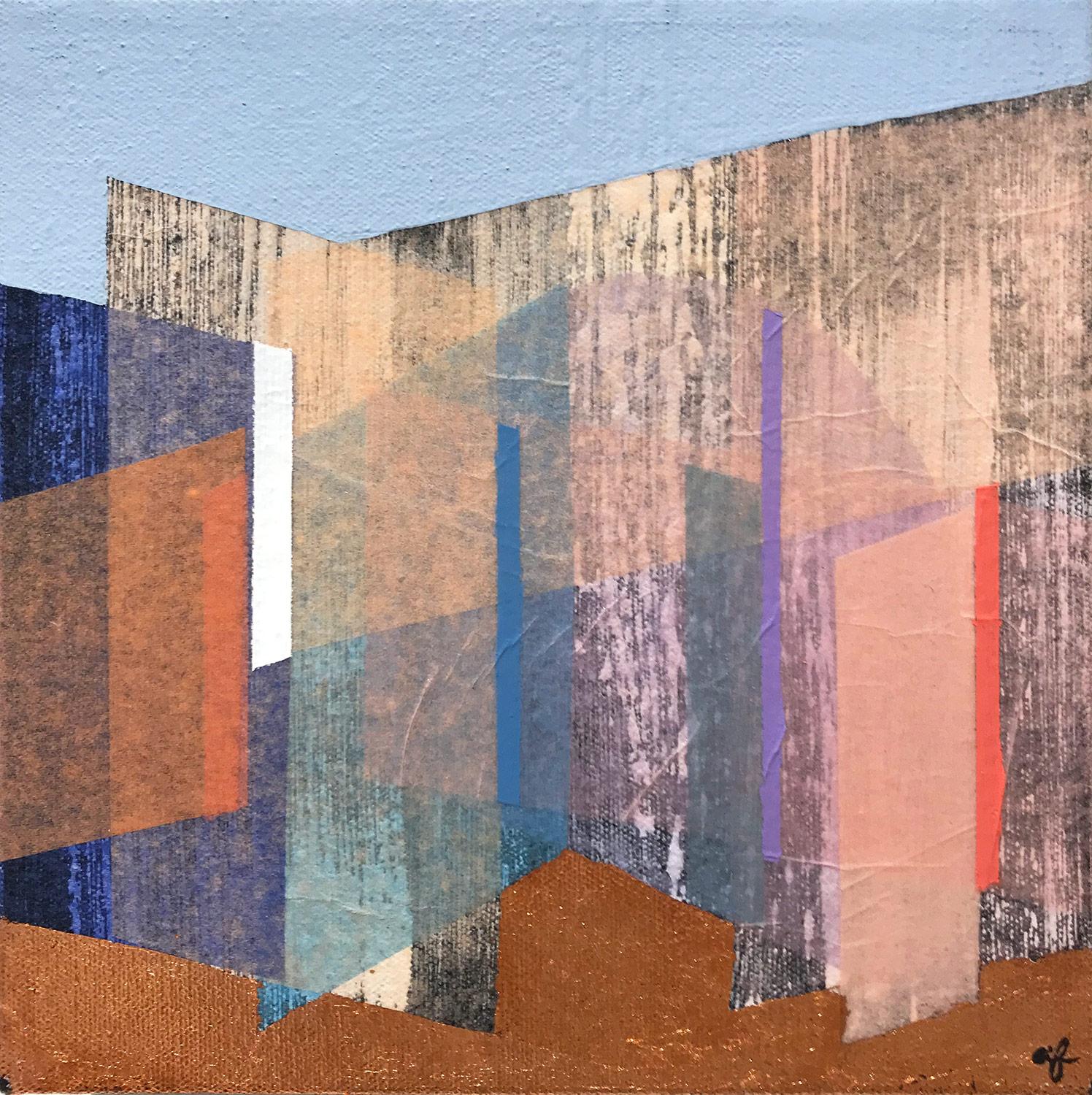 "Prisma 30" Pintura geométrica contemporánea en técnica mixta por capas sobre lienzo