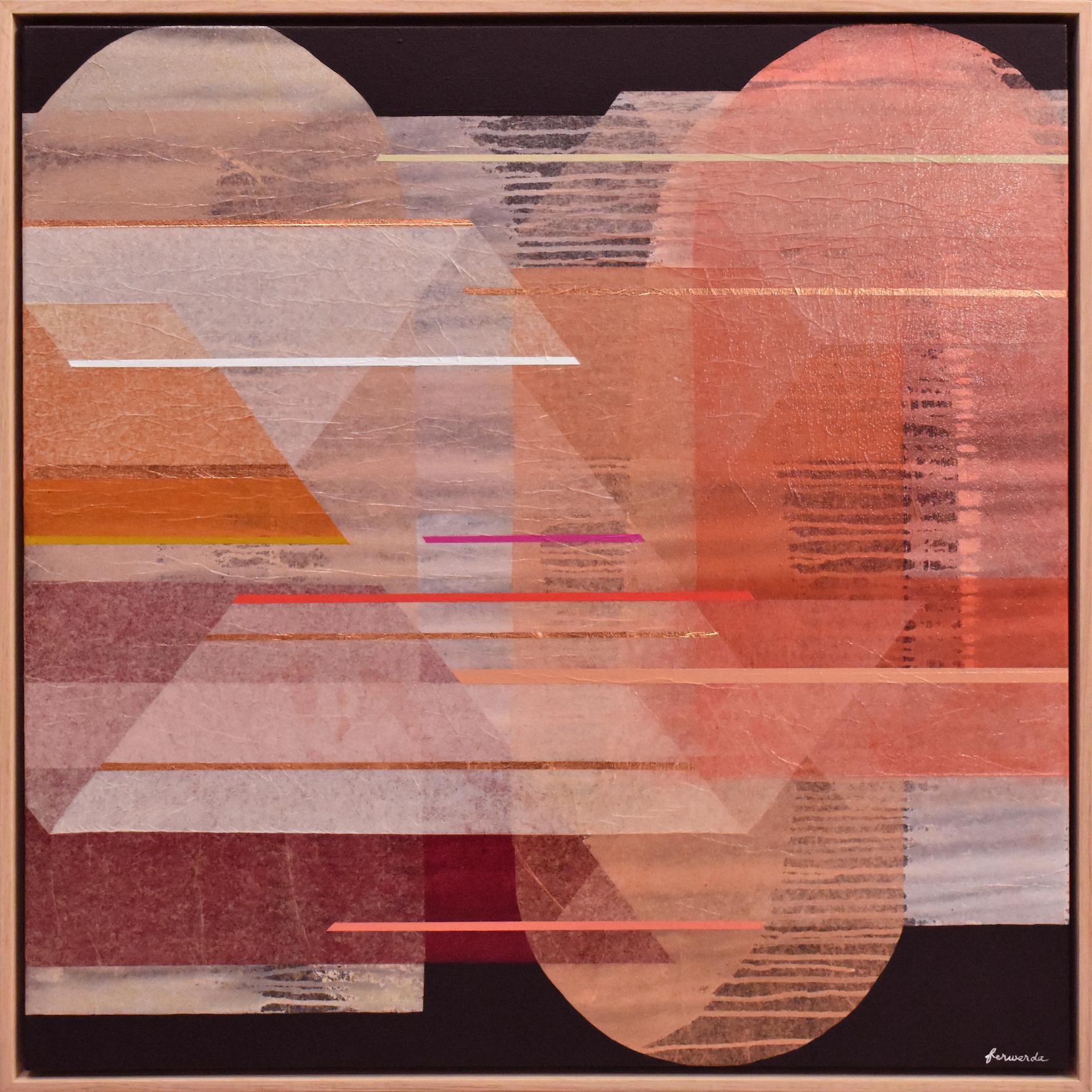 Antoinette Ferwerda Abstract Painting - Rosaile Gossamer-original geometrical modern abstract artwork-contemporary Art
