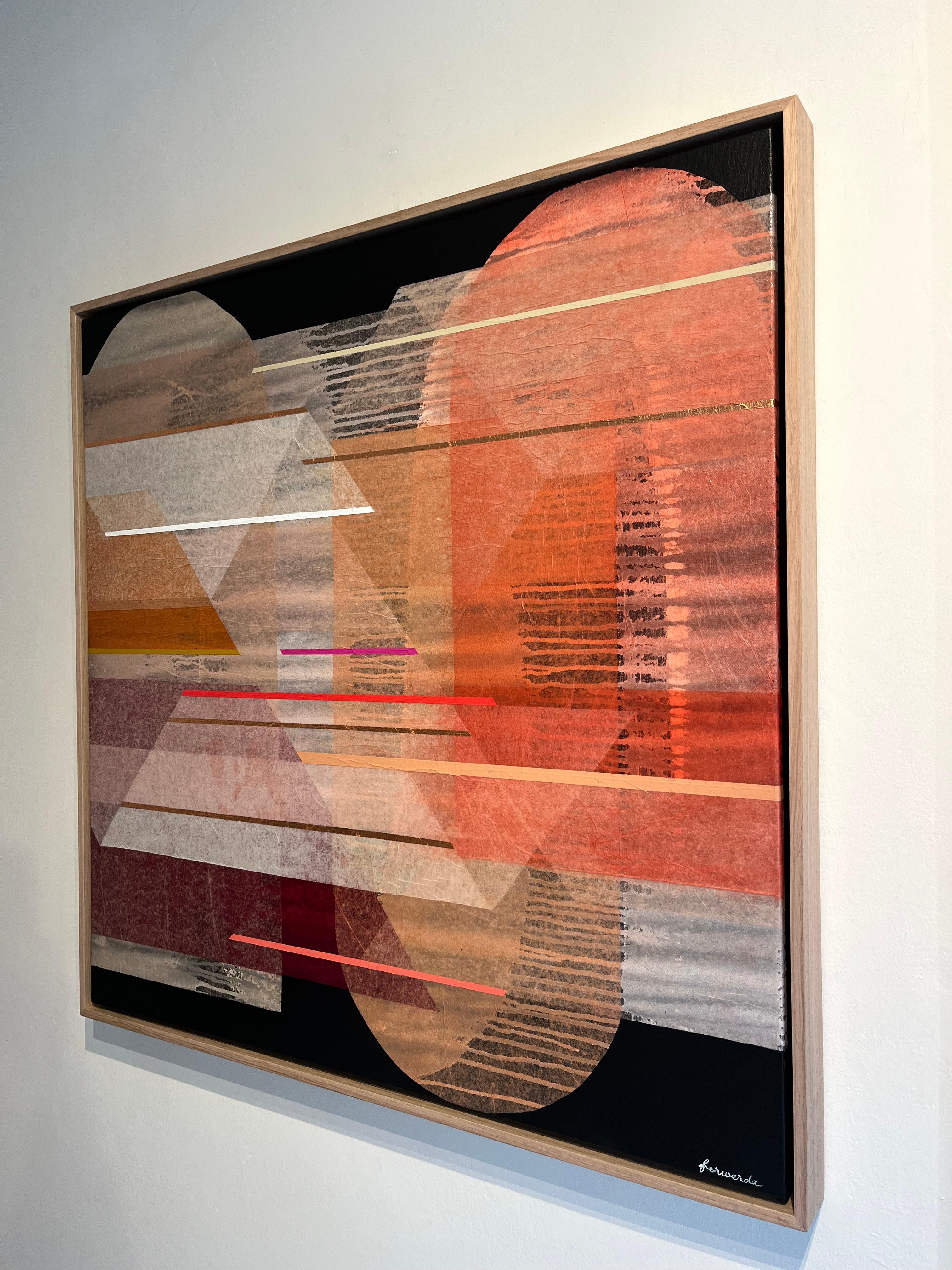 Rosaile Gossamer - opera d'arte astratta geometrica moderna e originale - Arte contemporanea - Painting Espressionismo astratto di Antoinette Ferwerda