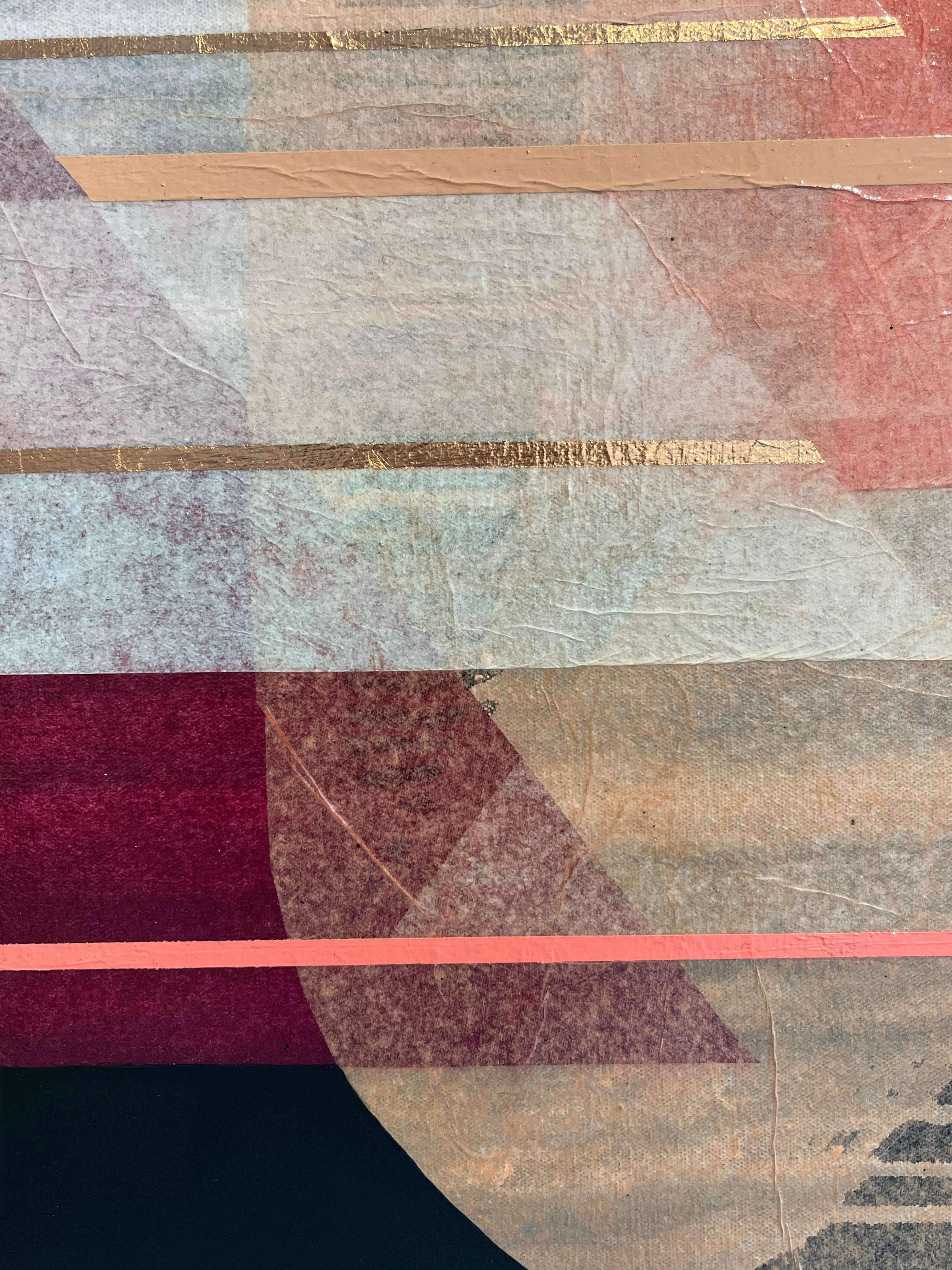 Rosaile Gossamer-original modern geometrical abstract artwork- contemporary Art - Gold Abstract Painting by Antoinette Ferwerda