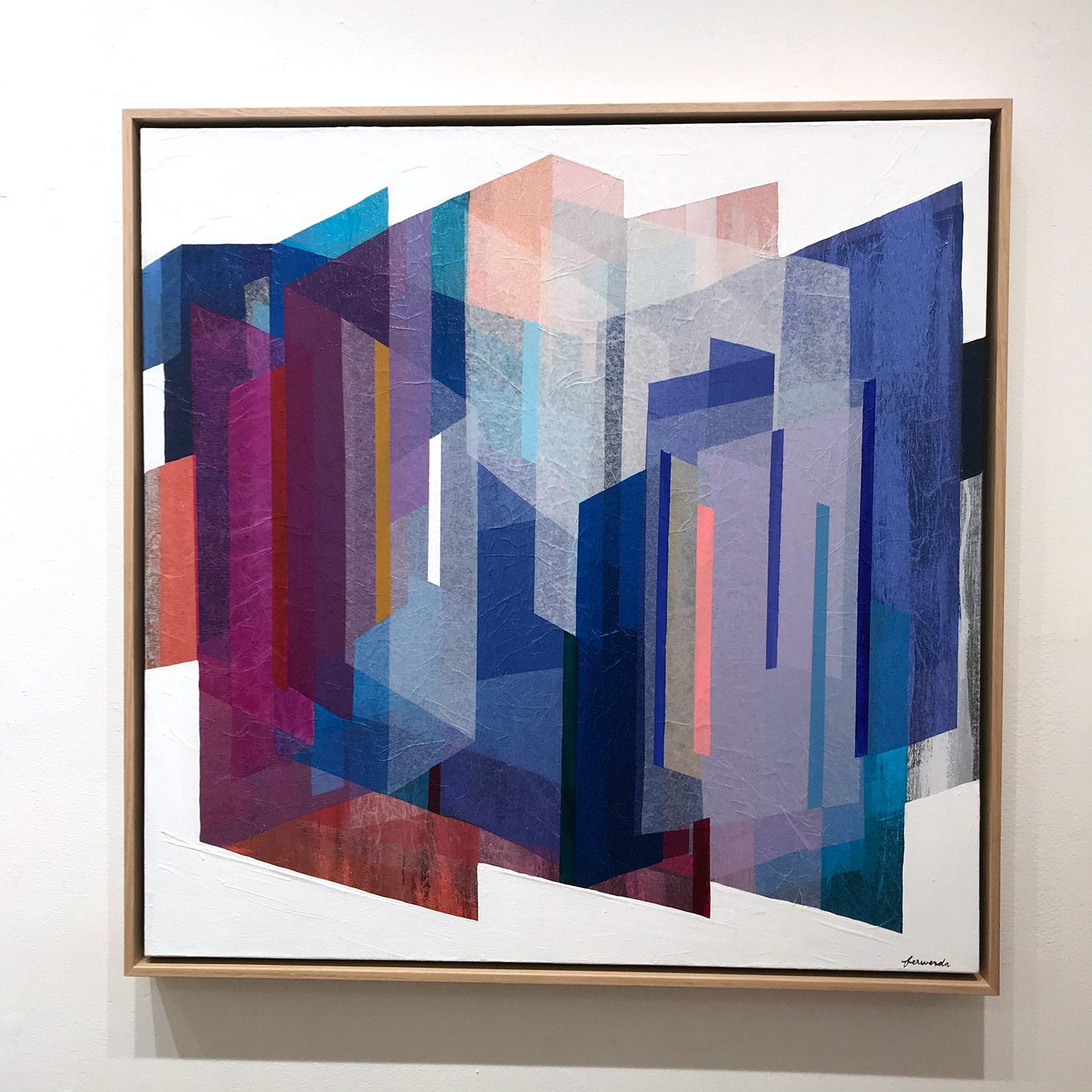 „Sapphire Prism“ Zeitgenössisches mehrlagiges, farbenfrohes Gemälde in Mischtechnik auf Leinwand im Angebot 9