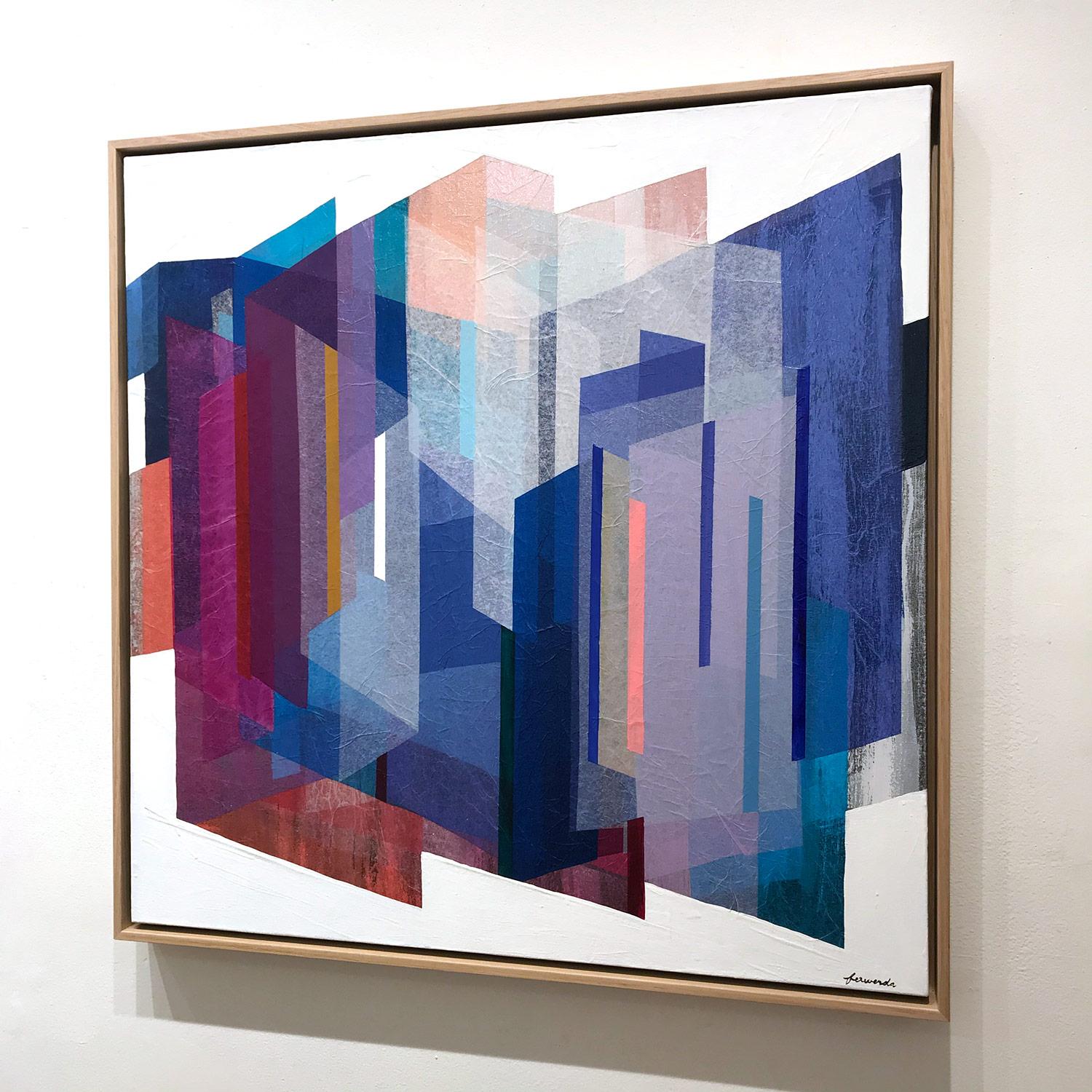 „Sapphire Prism“ Zeitgenössisches mehrlagiges, farbenfrohes Gemälde in Mischtechnik auf Leinwand im Angebot 10