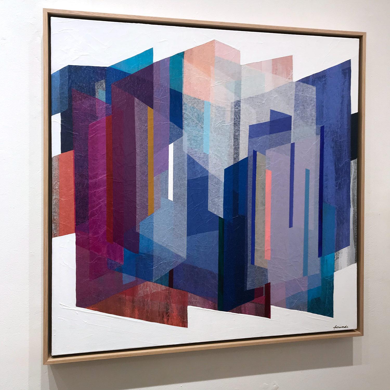 „Sapphire Prism“ Zeitgenössisches mehrlagiges, farbenfrohes Gemälde in Mischtechnik auf Leinwand im Angebot 11