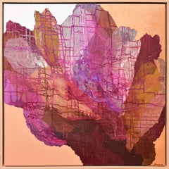 Sweet Grass II - original mixed media copper abstract modern composition drip