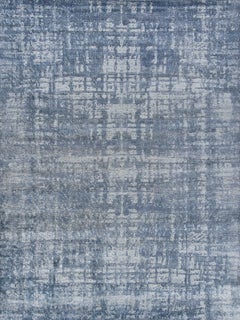 Antolini Blue/Ivory/Gray Bamboo Silk handloomed Area Rug