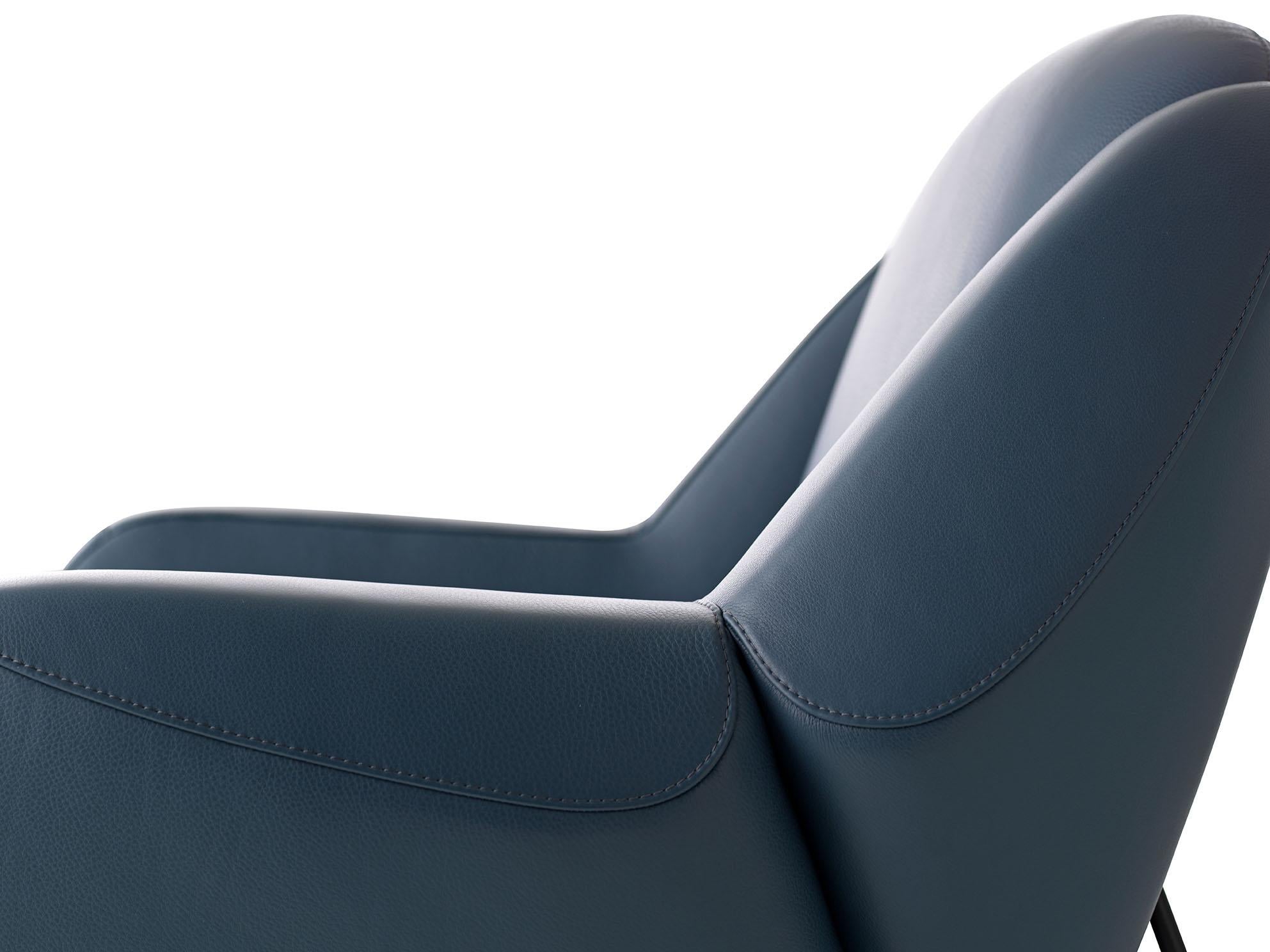 Modern Anton Armchair by Leolux in Blue Genuine Leather For Sale