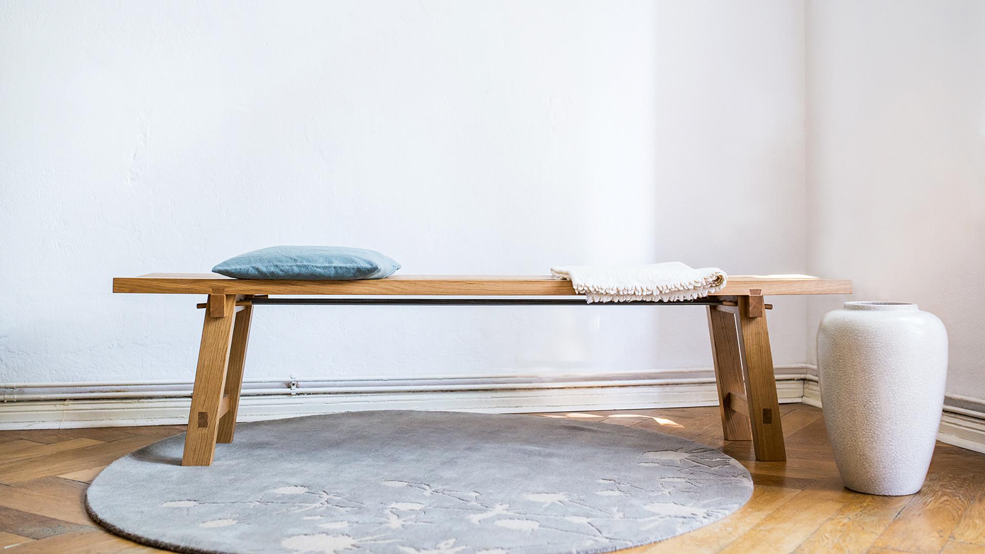 Anton Bench by Frau Caze
Dimensions: D 36 x W 210 x H 45 cm.
Materials: Oiled oak.

Available in 190, 210, or 240cm width. Please contact us.


Although Berlin has been her home for many years, Carolin – the designer behind Frau Caze, with “Caze”