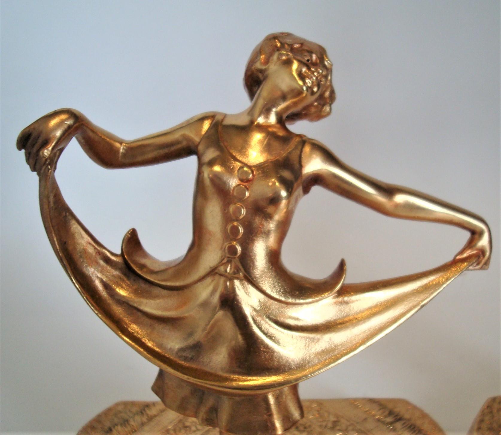 Austrian Anton Chotka Gilt Bronze Ballet Dancer Bookends, Austria c.1900´s For Sale