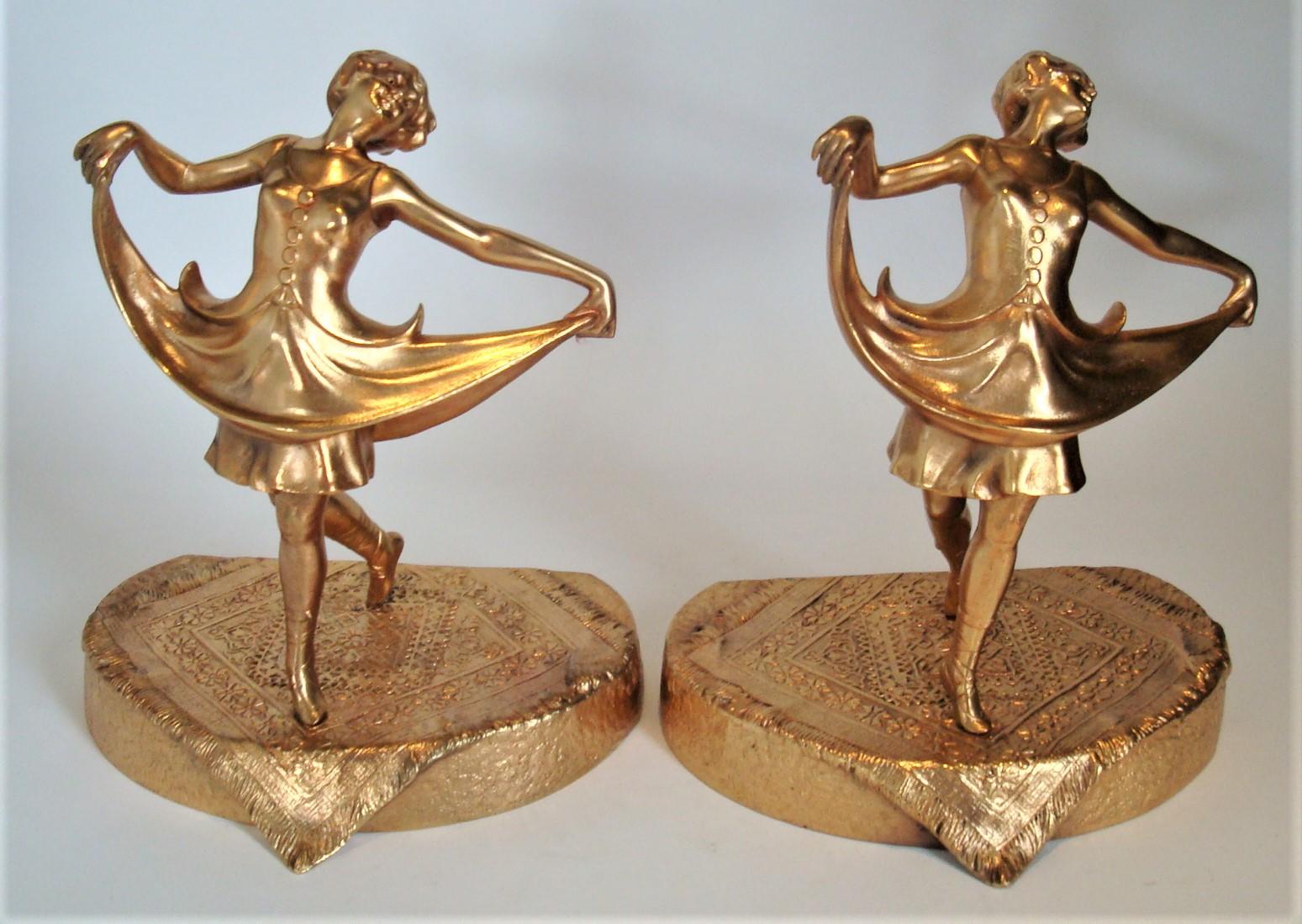 Serre-livres d'une danseuse de ballet Anton Chotka en bronze doré, Autriche, vers 1900 en vente 1