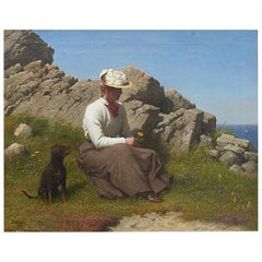 Anton Dorph, Painting "Young Woman On The Cliffs At Gudhjem"