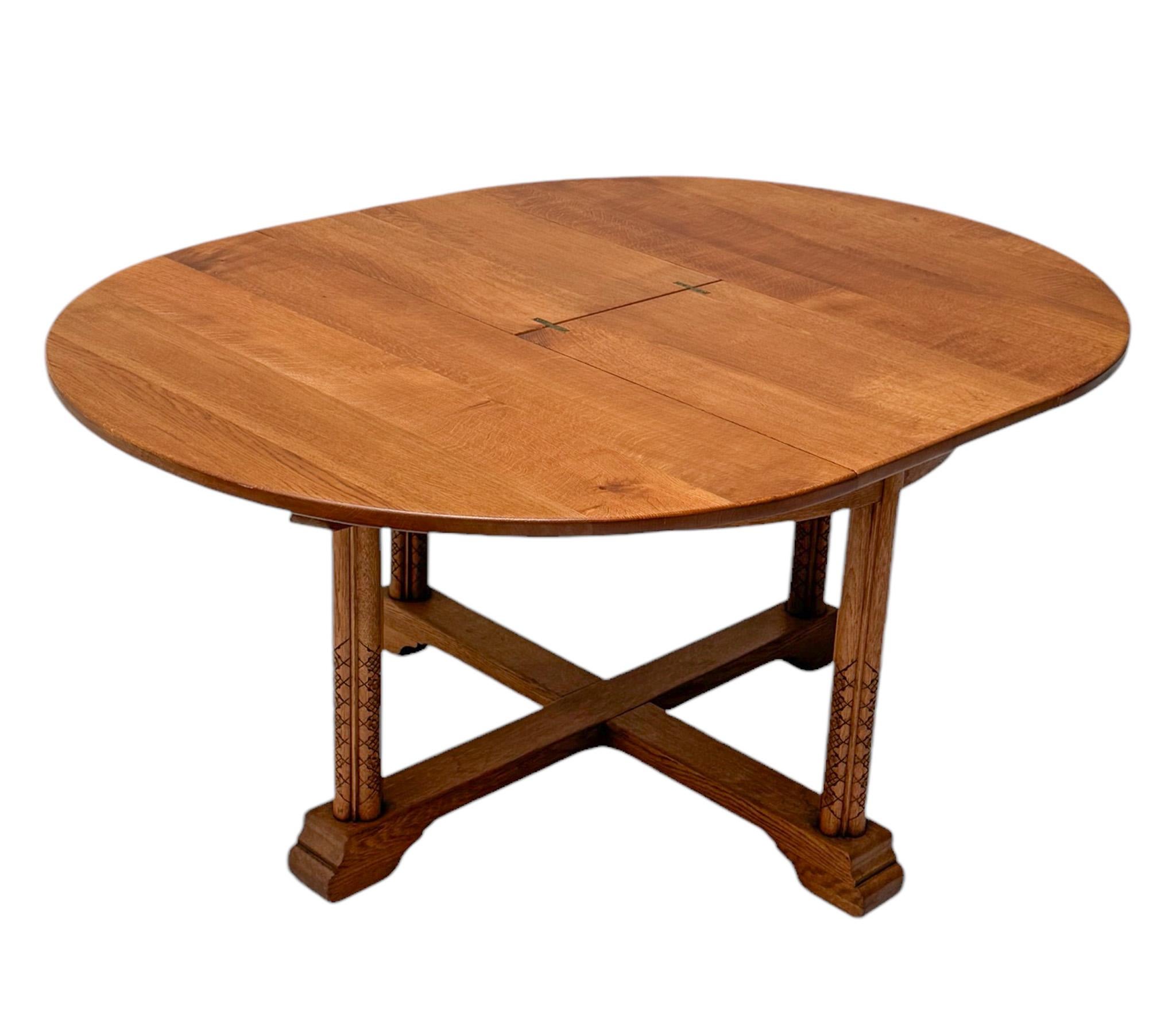 Oak Anton Fortuin Rustic Brutalist Dining Room Table, 1944 For Sale
