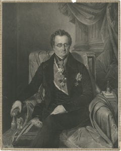 Anton Friedrich Mittrowsky by Franz Eybl, Original Antique Lithograph, 1839
