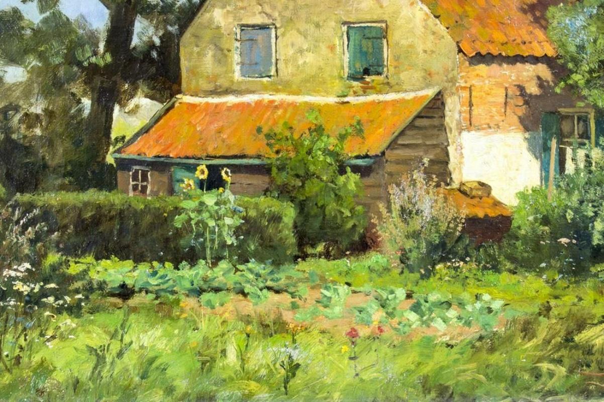Bauernhaus in der Landschaft (Impressionistisches Ölgemälde, um 1920) im Angebot 1
