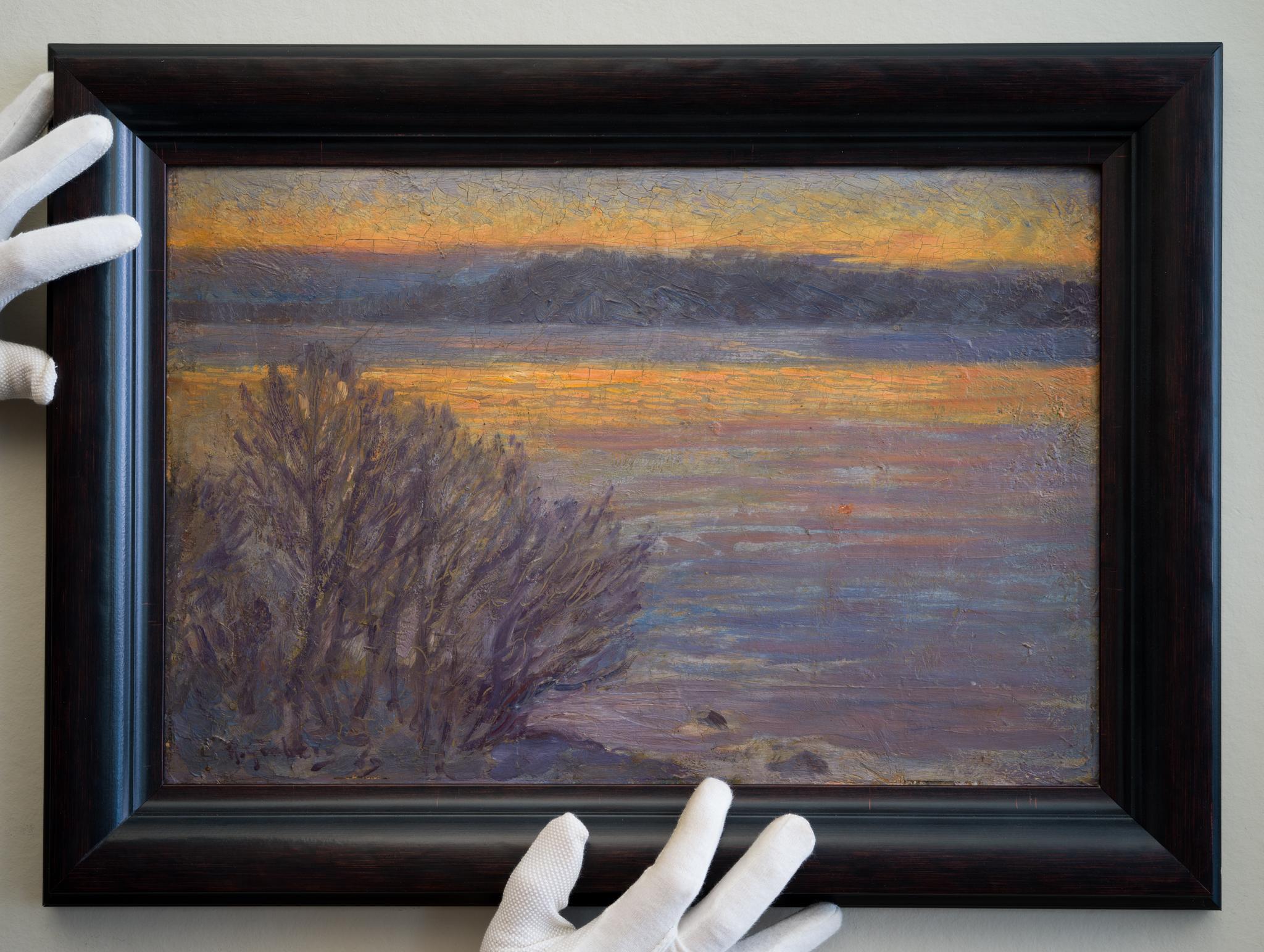 Après le coucher du soleil au bord du lac, 1889 par l'artiste suédois Anton Genberg, 1889 en vente 1