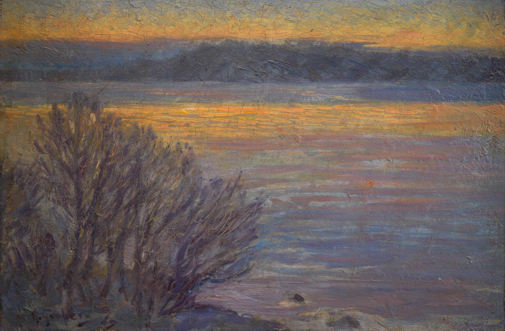 Après le coucher du soleil au bord du lac, 1889 par l'artiste suédois Anton Genberg, 1889 en vente 2
