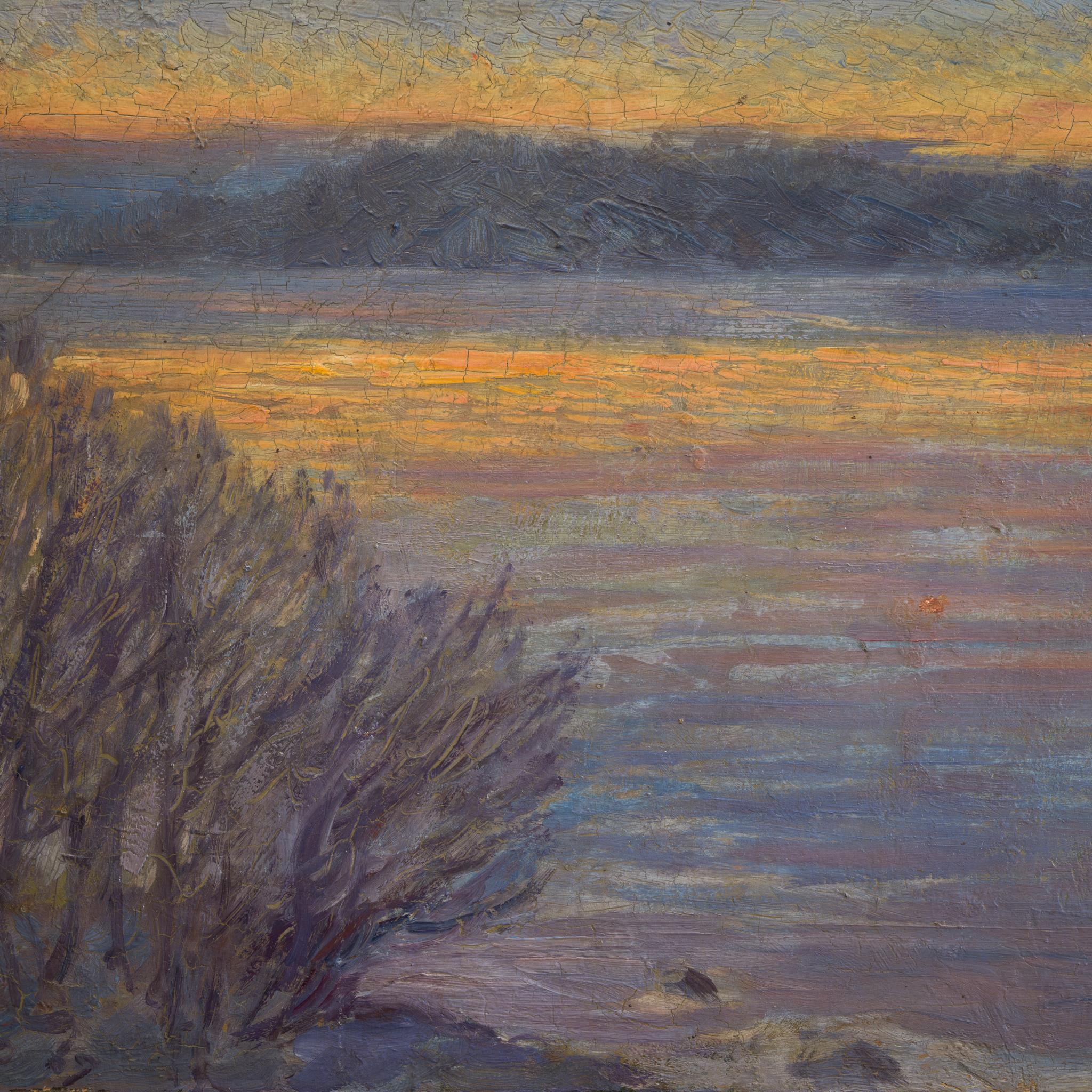 Après le coucher du soleil au bord du lac, 1889 par l'artiste suédois Anton Genberg, 1889 en vente 3