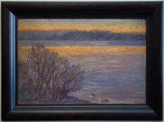 Après le coucher du soleil au bord du lac, 1889 par l'artiste suédois Anton Genberg, 1889
