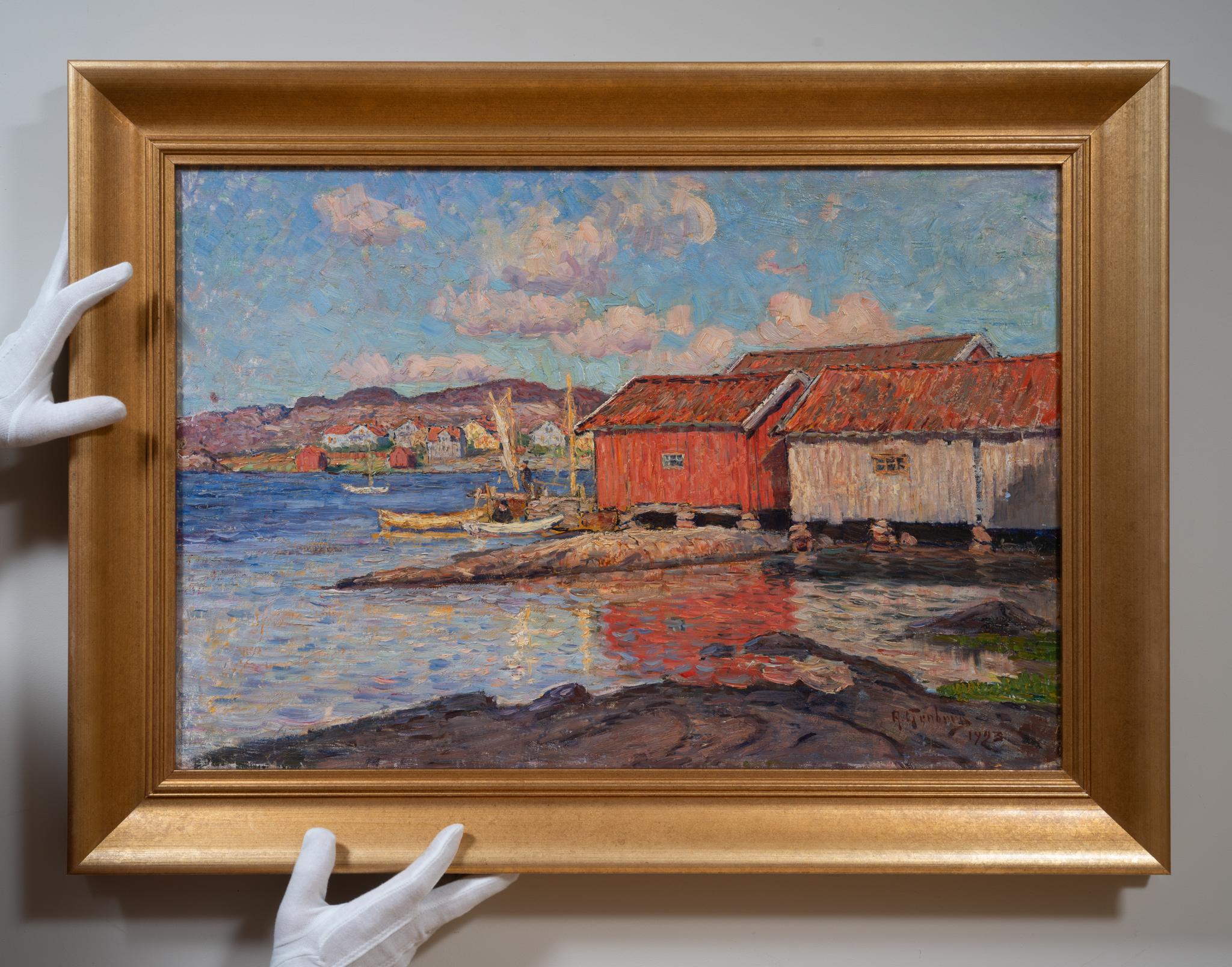 Coastal Scene from the Swedish West Coast (1923) - Painting by Anton Genberg