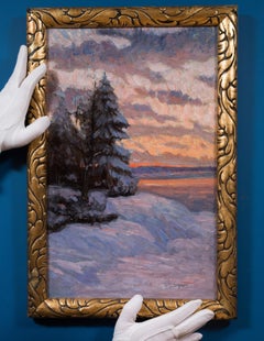 Impressionistic Winter Sunset with Snow-Covered Pines, 1890