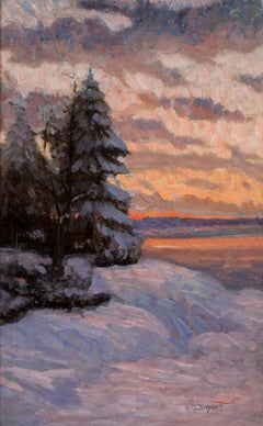 Impressionistic Winter Sunset with Snow-Covered Pines, 1890