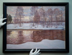 Stockholm Winter Landscape, 1919, by Swedish Artist Anton Genberg