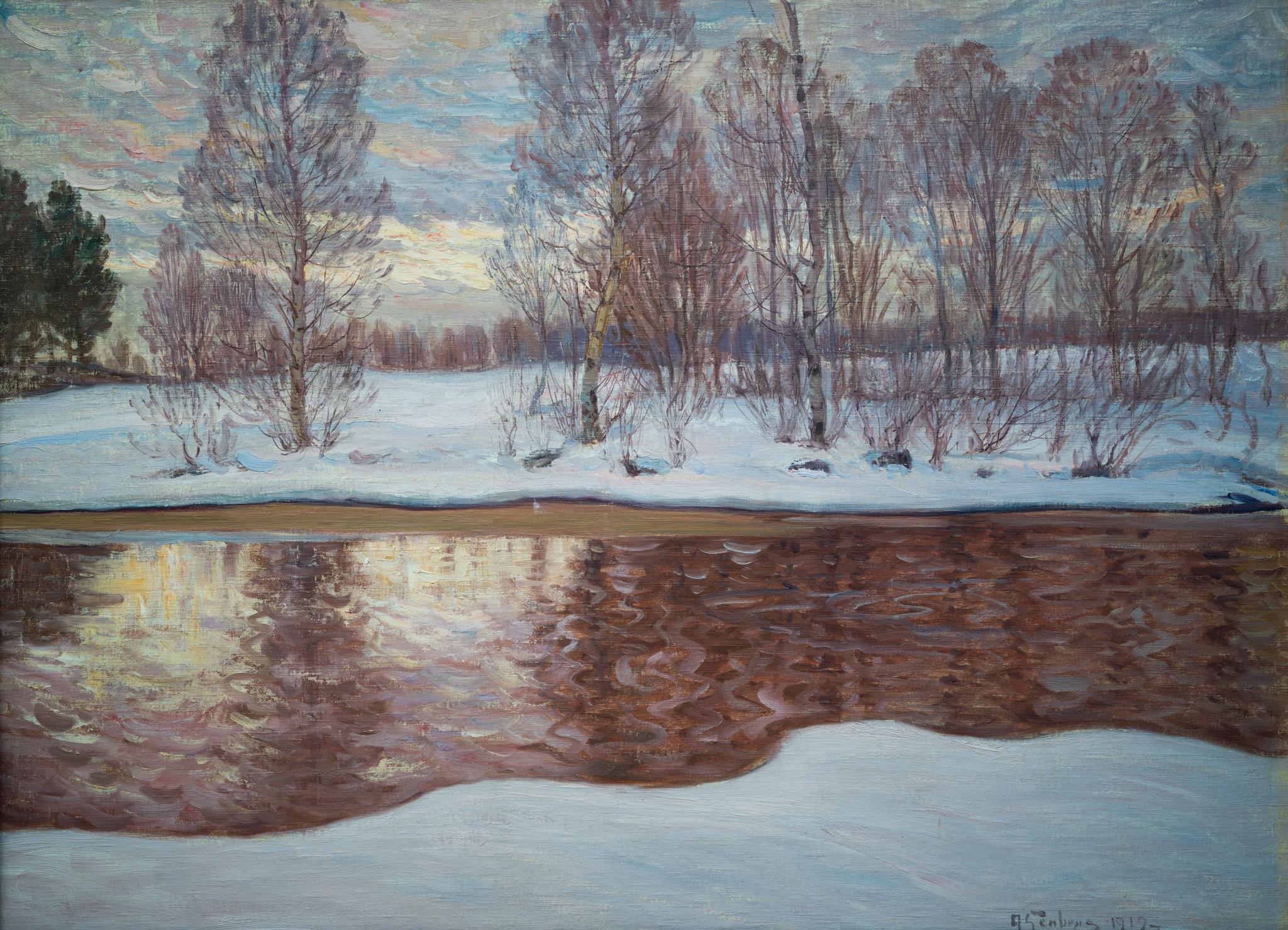 Stockholm Winter Landscape, 1919, by Swedish Artist Anton Genberg For Sale 2