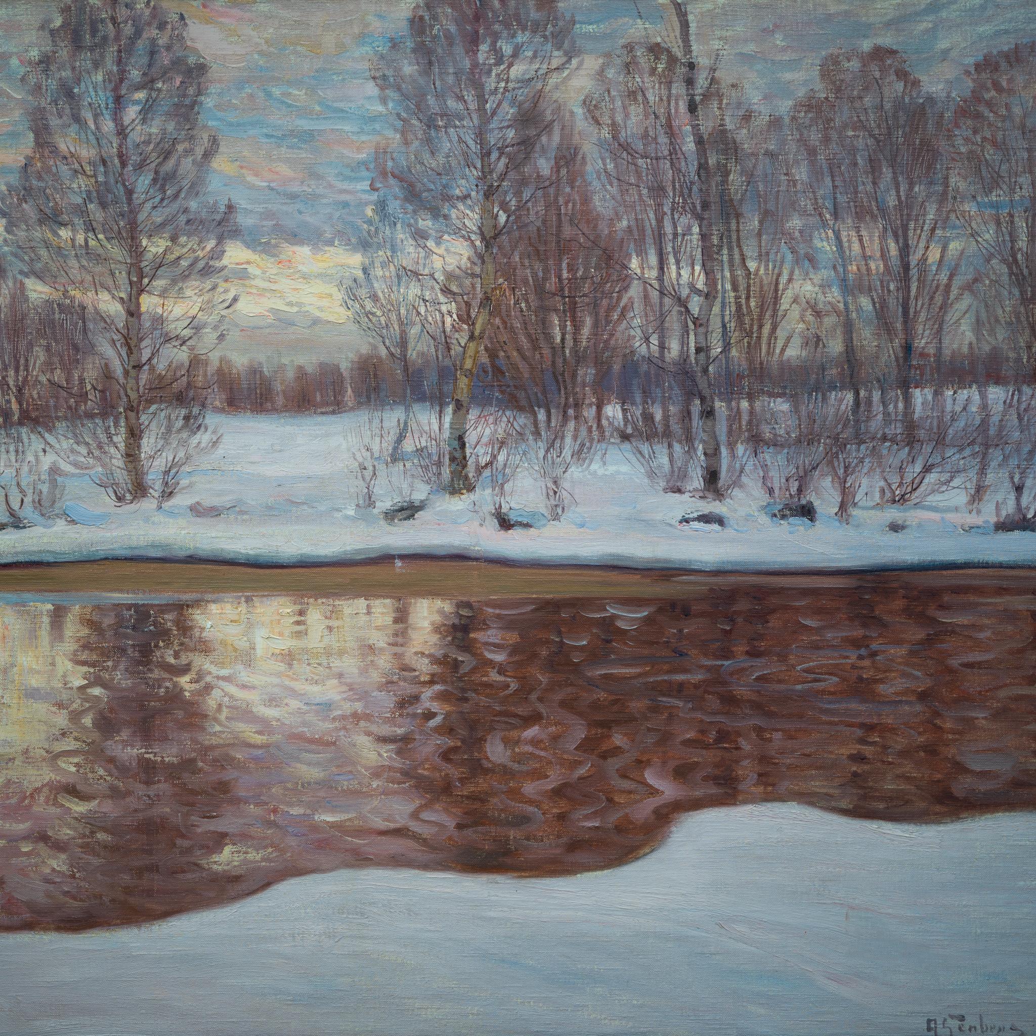 Stockholm Winter Landscape, 1919, by Swedish Artist Anton Genberg For Sale 3