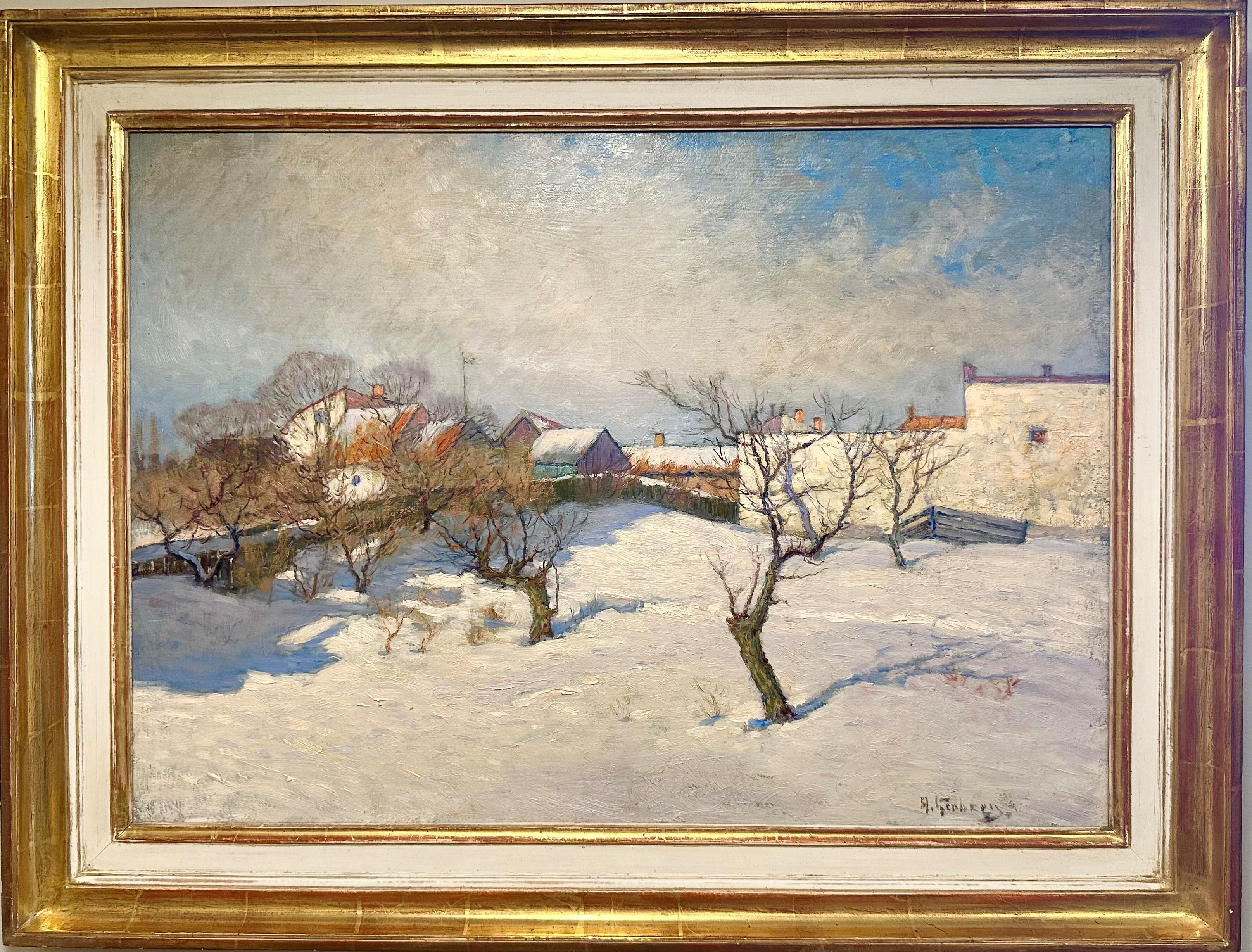 Anton Genberg Landscape Painting – Winter Zinkensdamm Stockholm
