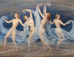 Anton Hackenbroich Large Art deco Painting “Dancing Nymphs” 1940