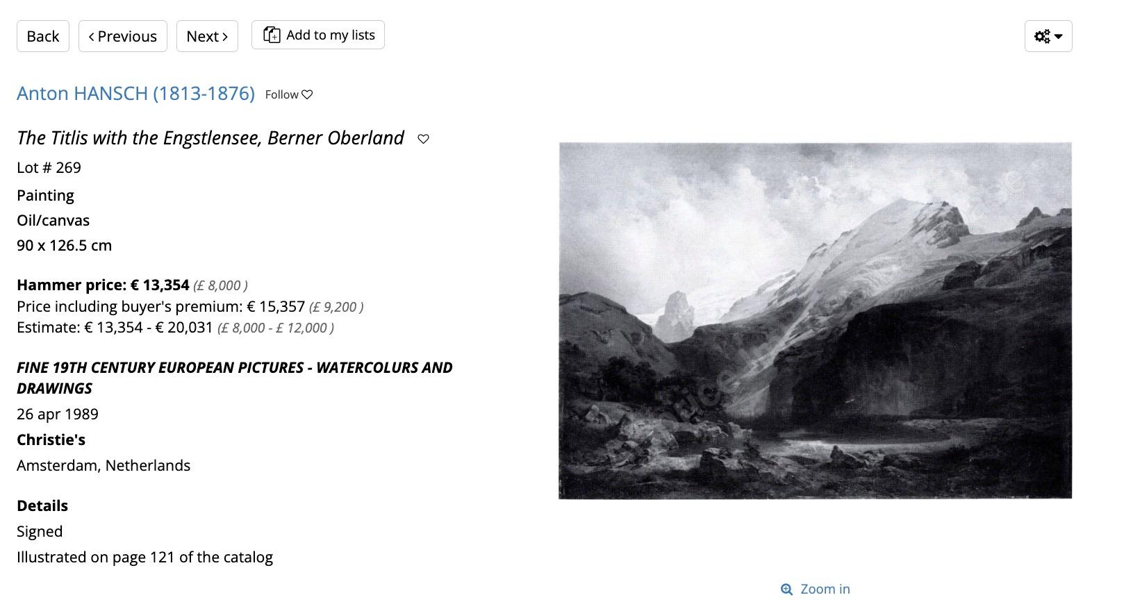 Anton Hansch, Il monte Titlis con il lago Engstlensee in Svizzera For Sale 5
