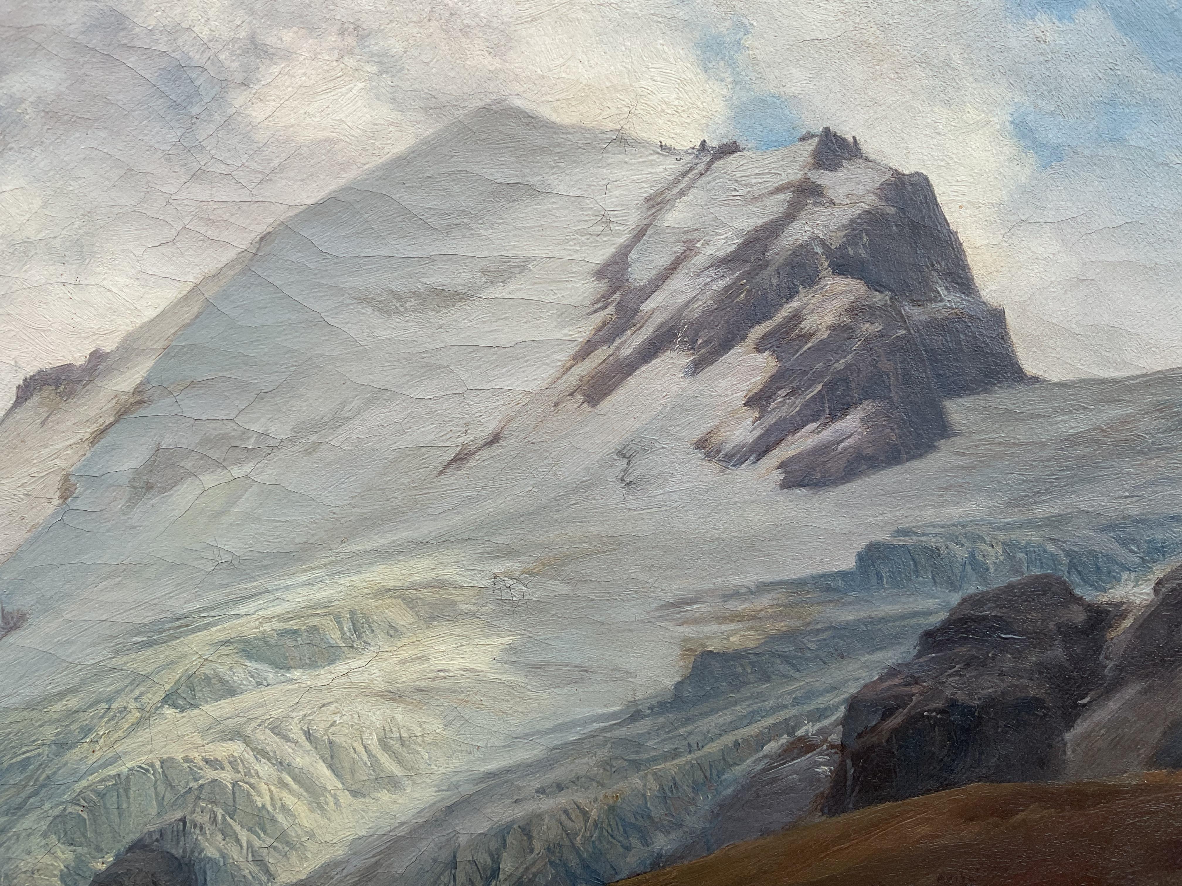 19th Century Anton Hansch, Il monte Titlis con il lago Engstlensee in Svizzera
