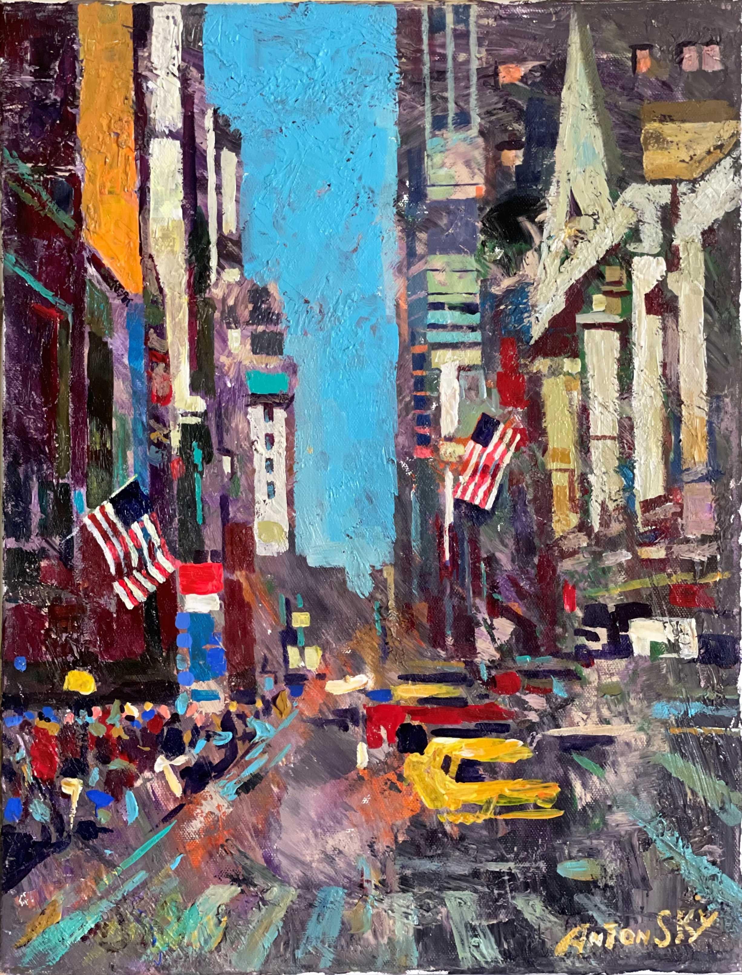 Anton Kandinsky Landscape Painting – Fifth Avenue, New York City