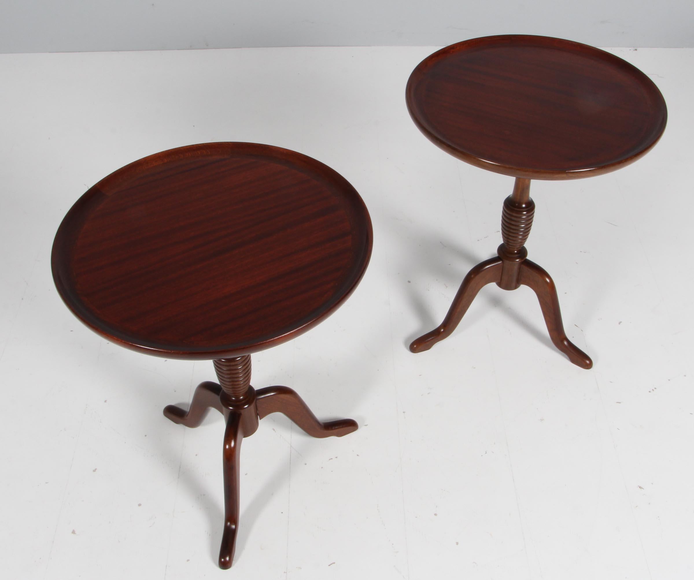 Anton Kildeberg side tables in mahogany.

Made in the 1950s.